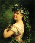 Fritz Zuber-Buhler Girl with wreath oil painting artist